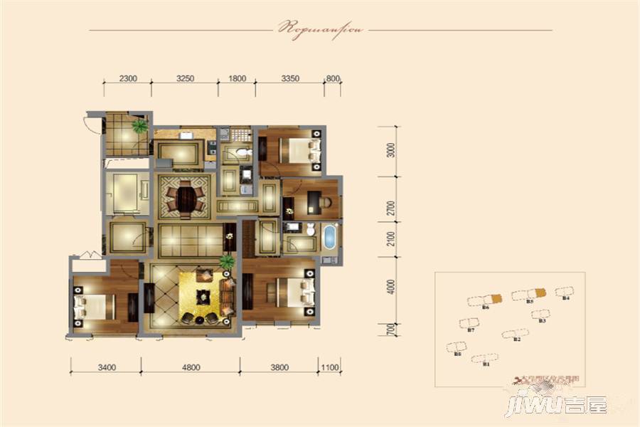 北新华域龙湾4室2厅2卫171㎡户型图