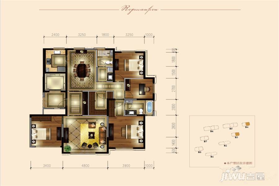 北新华域龙湾4室2厅2卫165㎡户型图