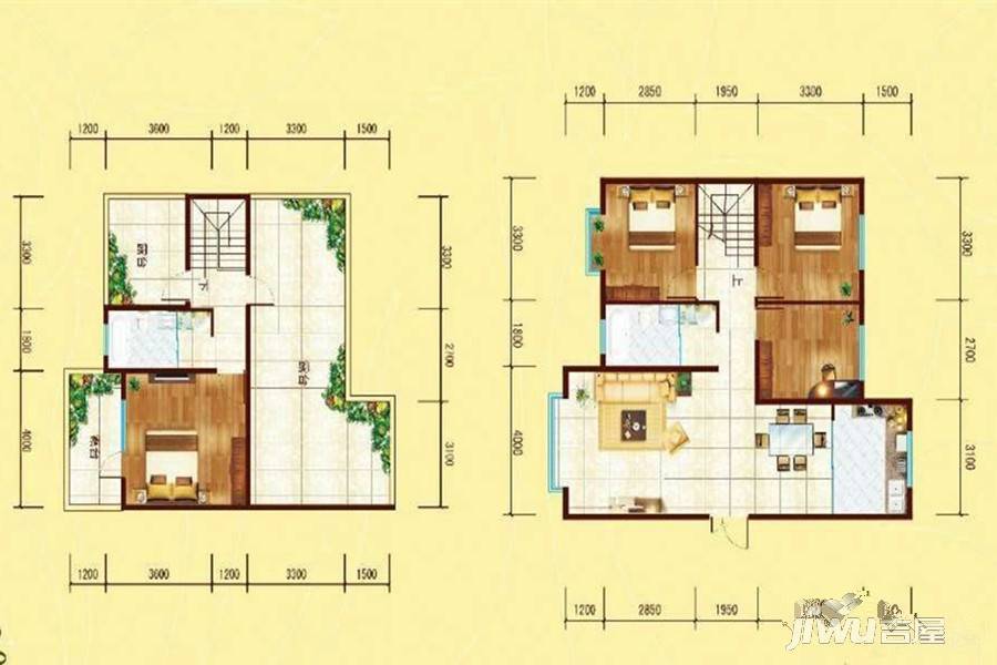 溪语原筑4室2厅2卫145.8㎡户型图