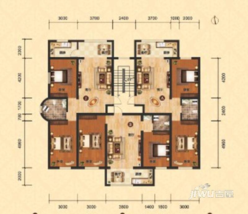 和兴嘉苑三期2室2厅1卫78.8㎡户型图