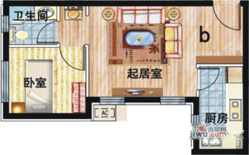 天和新城市广场1室1厅1卫48㎡户型图