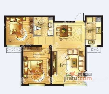 中建苏香台壹号2室2厅1卫89㎡户型图