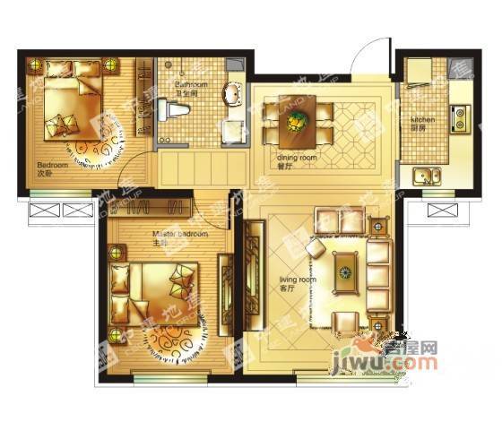 中建苏香台壹号2室2厅1卫89㎡户型图