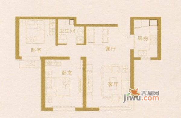 中建苏香台壹号2室2厅1卫80㎡户型图