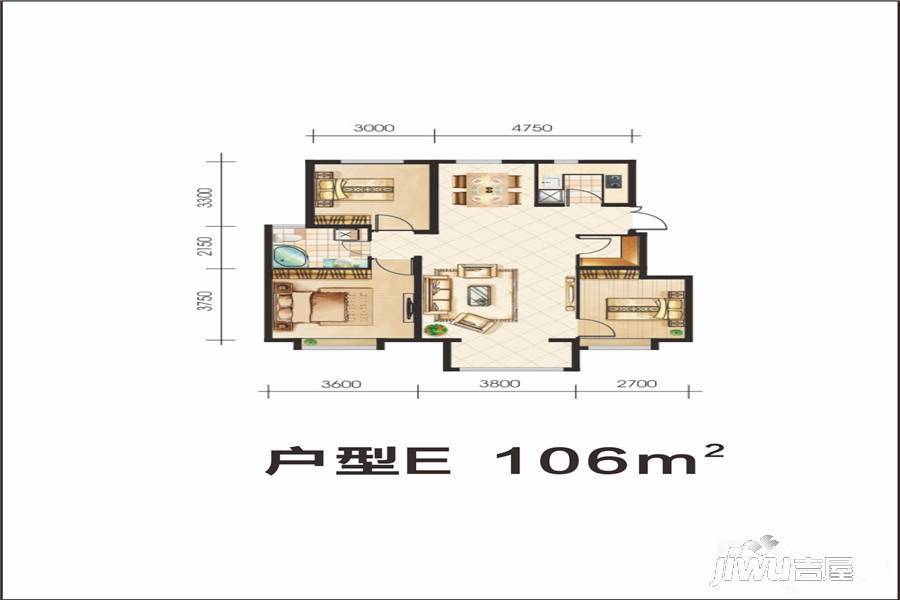 天一国际城3室2厅1卫106㎡户型图