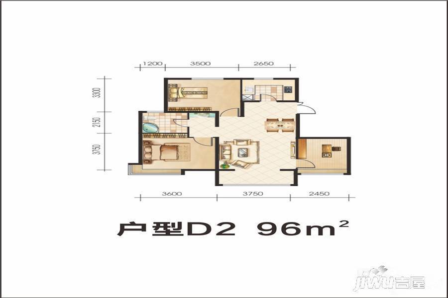 天一国际城3室2厅1卫96㎡户型图