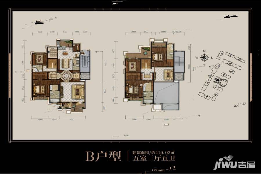 昆仑府5室3厅5卫419㎡户型图