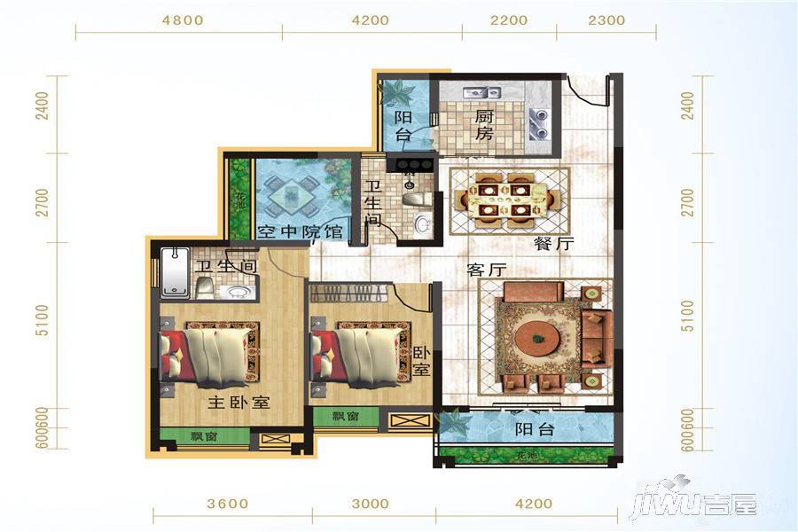 宜化绿洲新城3室3厅3卫108.1㎡户型图