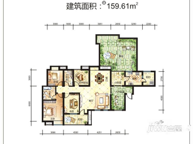 都市澜庭3室2厅2卫159.6㎡户型图