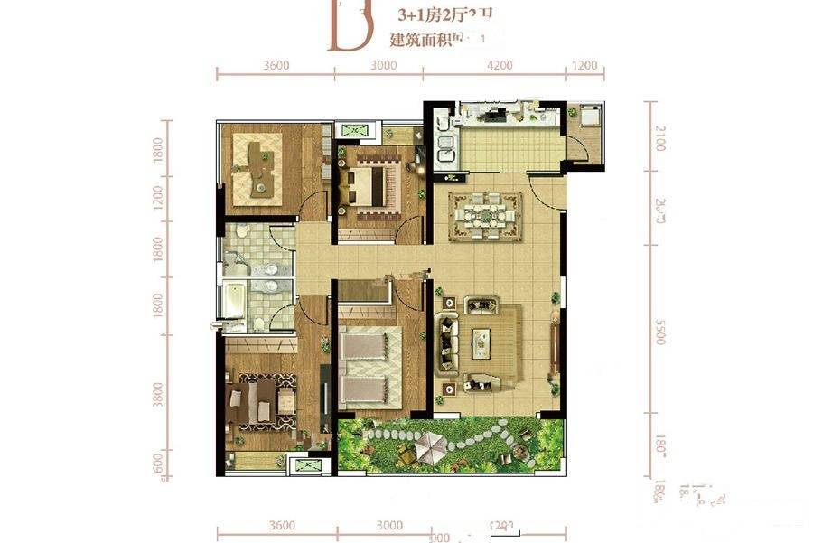 北大资源颐和府4室2厅2卫133㎡户型图