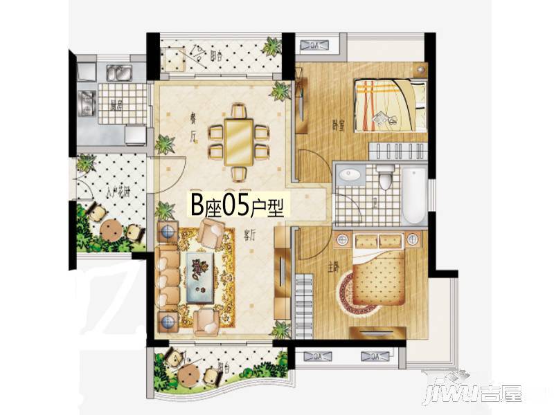 益华山海郡2室2厅1卫90.2㎡户型图