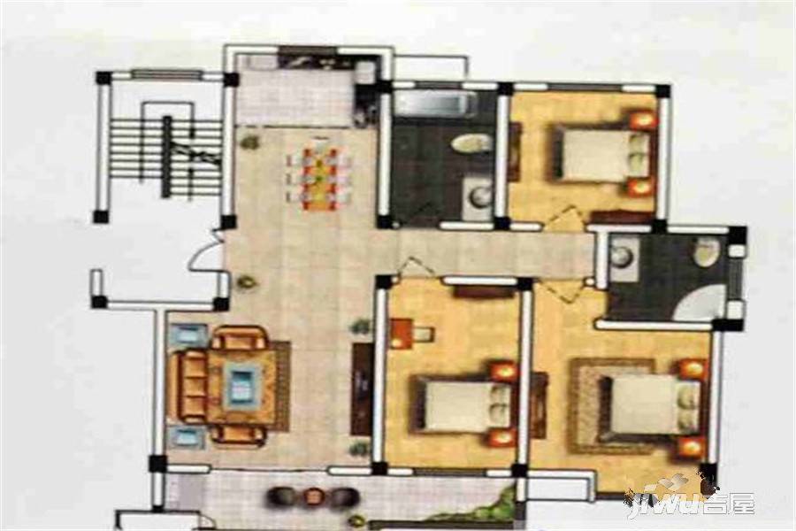 华泰东方威尼斯3室2厅2卫140㎡户型图