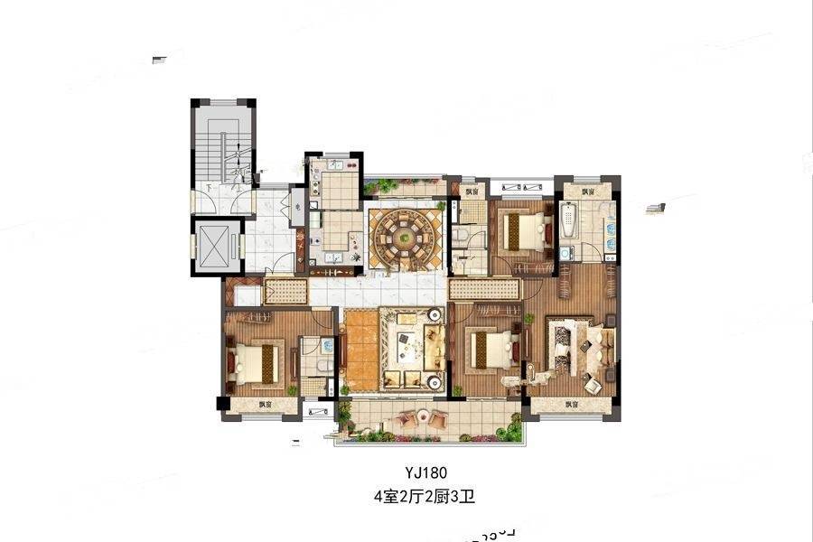 观澜名邸4室2厅3卫180㎡户型图