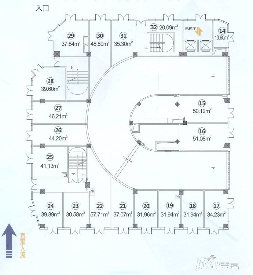 招商置地中心1室1厅1卫30.6㎡户型图