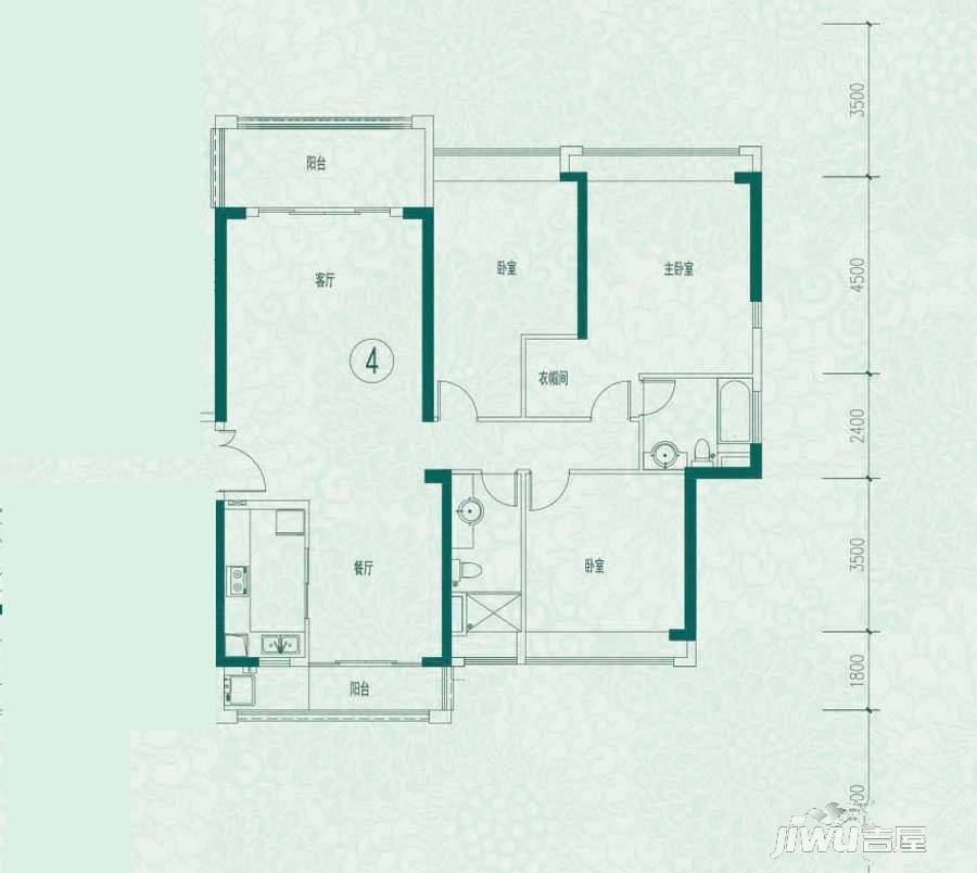 中海山语湖·悦湖3室2厅2卫159㎡户型图