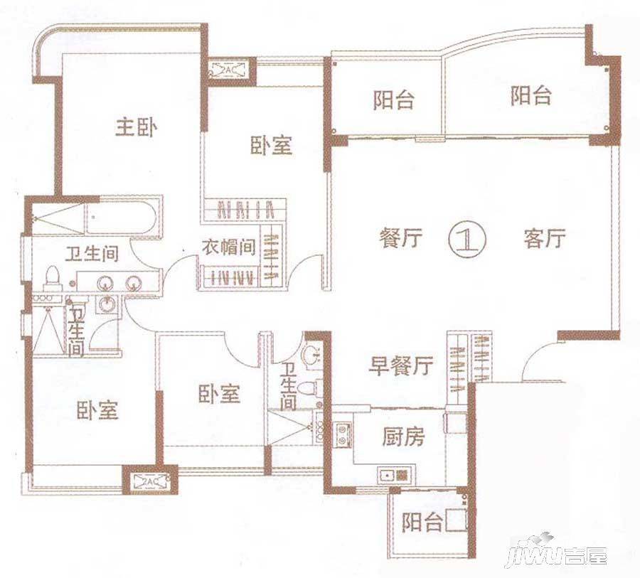 宏宇海山壹号4室3厅3卫181㎡户型图