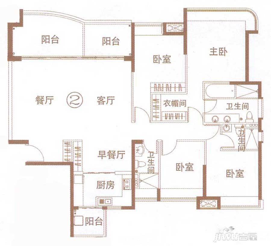 宏宇海山壹号4室3厅3卫182㎡户型图