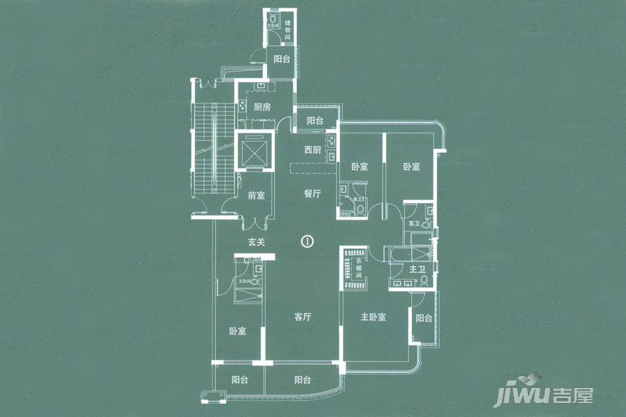 宏宇海山壹号5室2厅4卫239㎡户型图