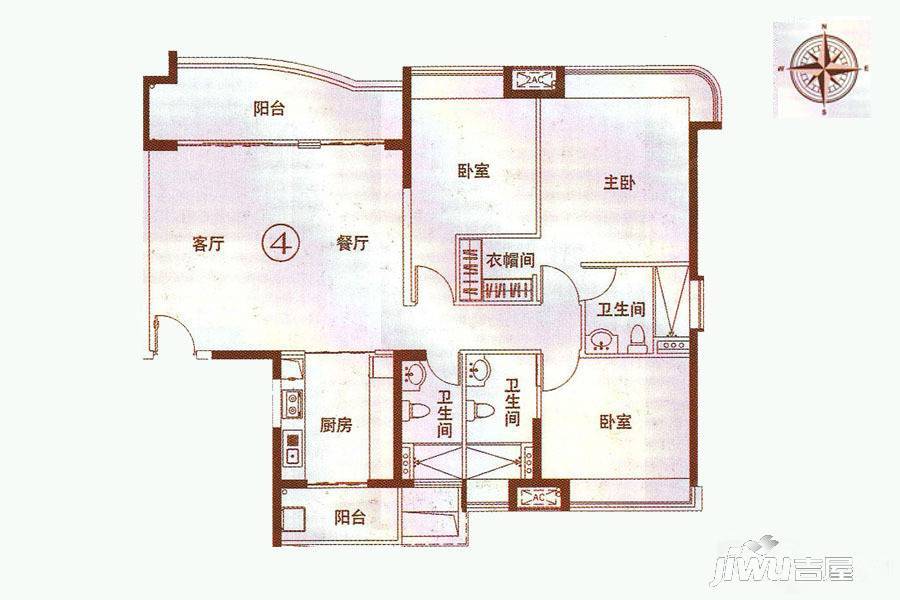 宏宇海山壹号3室2厅3卫145㎡户型图