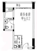 龙成国际2室1厅1卫50㎡户型图