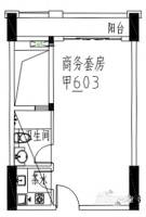 龙成国际2室1厅1卫50㎡户型图