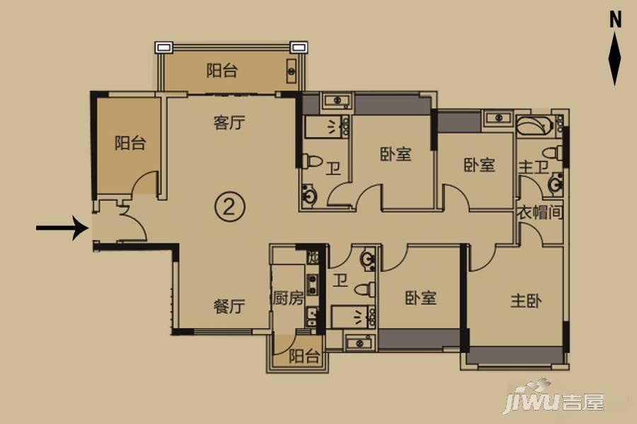 龙光·君悦龙庭4室2厅2卫115㎡户型图