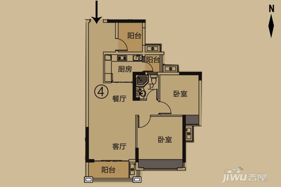 龙光·君悦龙庭3室2厅1卫83㎡户型图