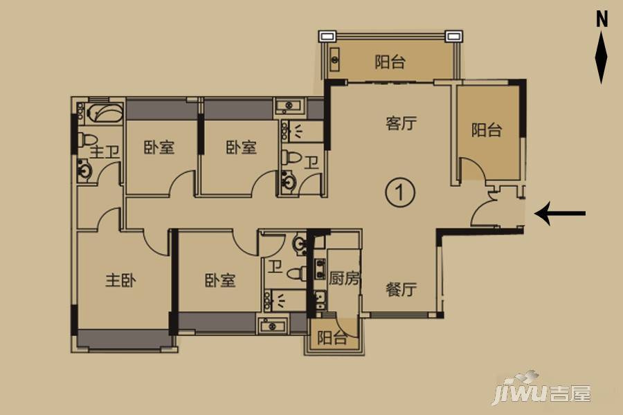 龙光·君悦龙庭4室2厅2卫115㎡户型图