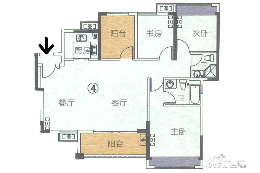 龙光·君悦龙庭4室2厅2卫115㎡户型图