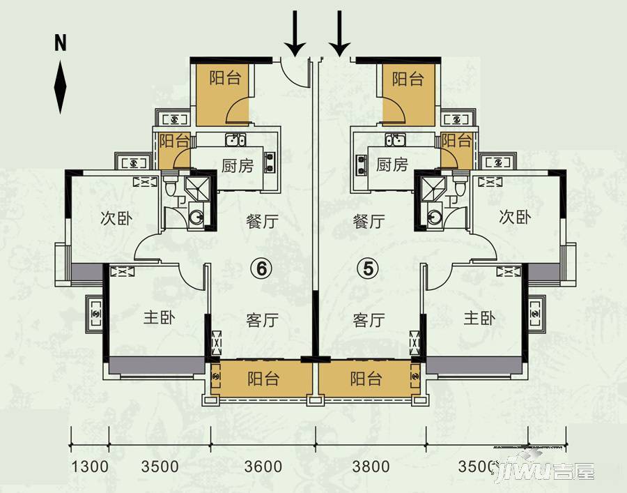 龙光·君悦龙庭3室2厅1卫83㎡户型图