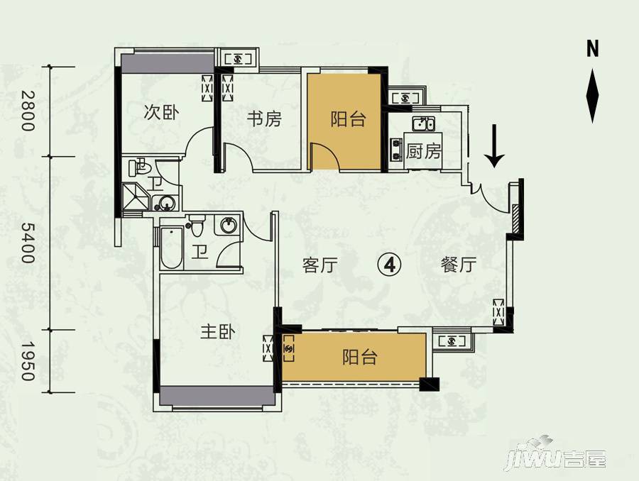 龙光·君悦龙庭4室2厅2卫115㎡户型图