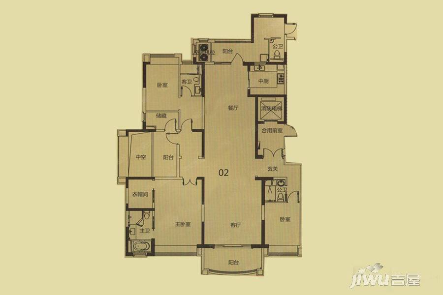 敏捷畔海御峰4室2厅4卫320㎡户型图