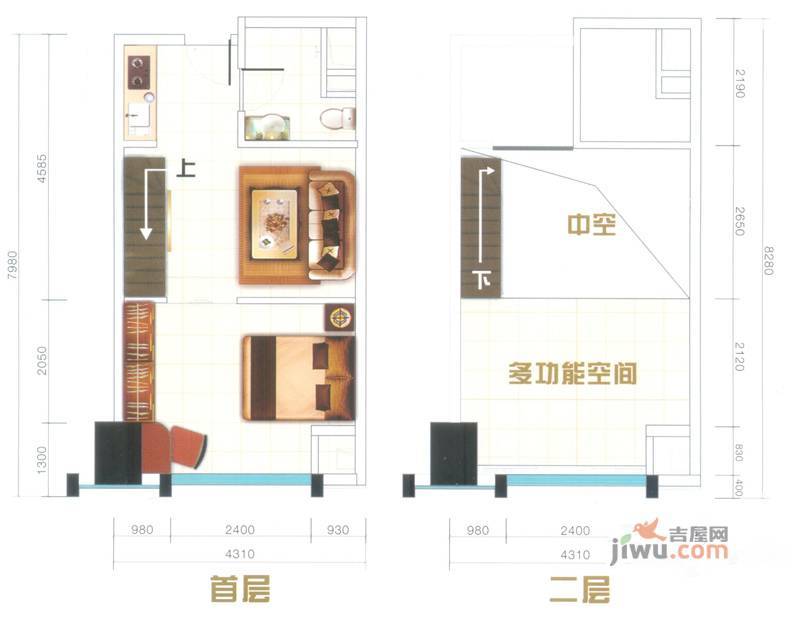 星光7号0室1厅1卫43.4㎡户型图