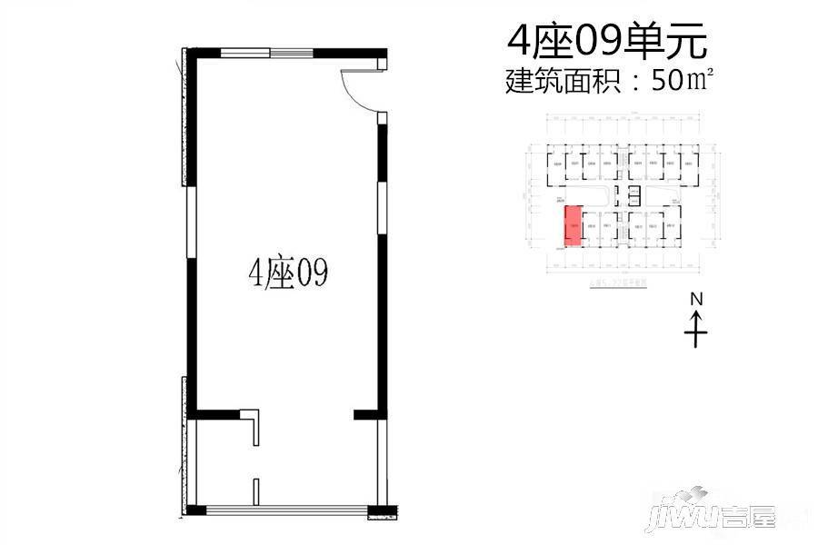 澳盈商务中心1室1厅1卫50㎡户型图