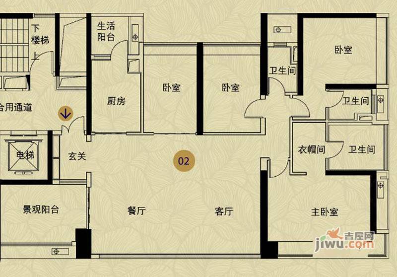 万科金域蓝湾二期4室2厅3卫184㎡户型图