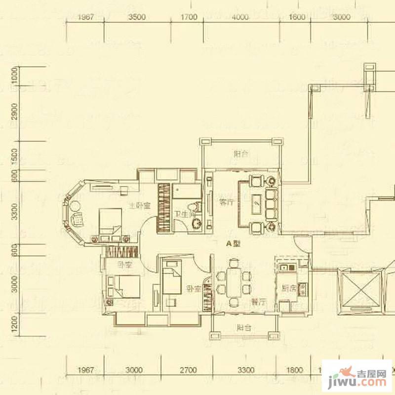 新君汇花地湾3室2厅1卫83㎡户型图