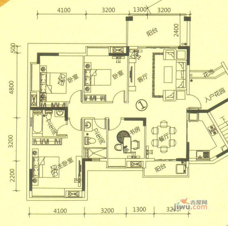 尚观御园3室2厅2卫138㎡户型图