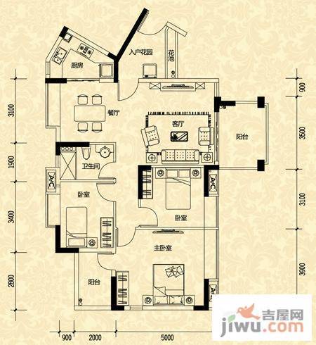 尚观御园3室2厅1卫110㎡户型图