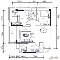 怡翠世嘉花园2室2厅1卫74.4㎡户型图