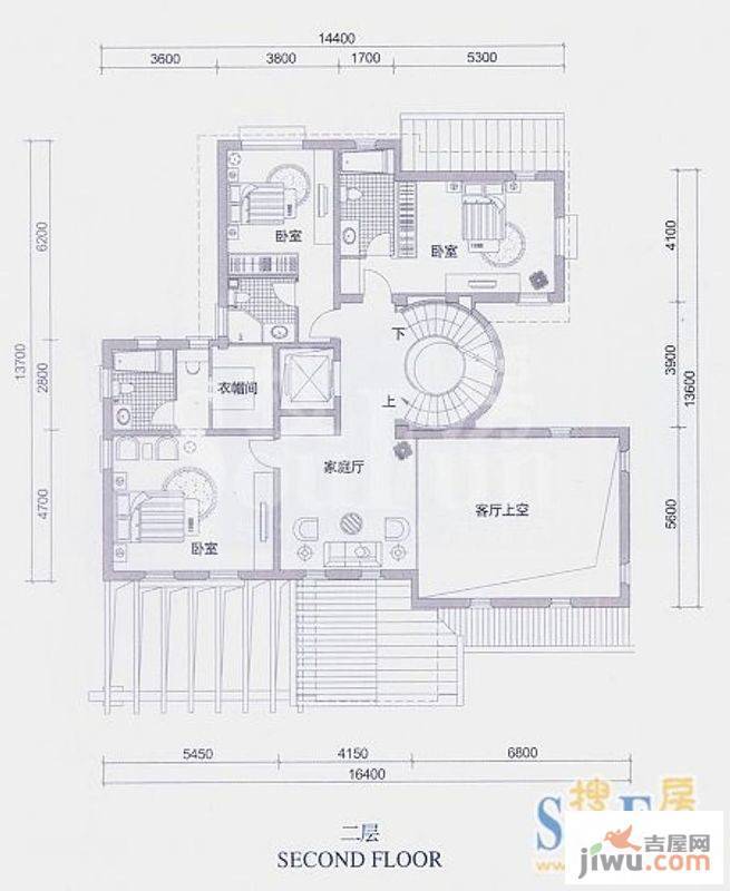 中海地产山语湖3室1厅3卫140.1㎡户型图