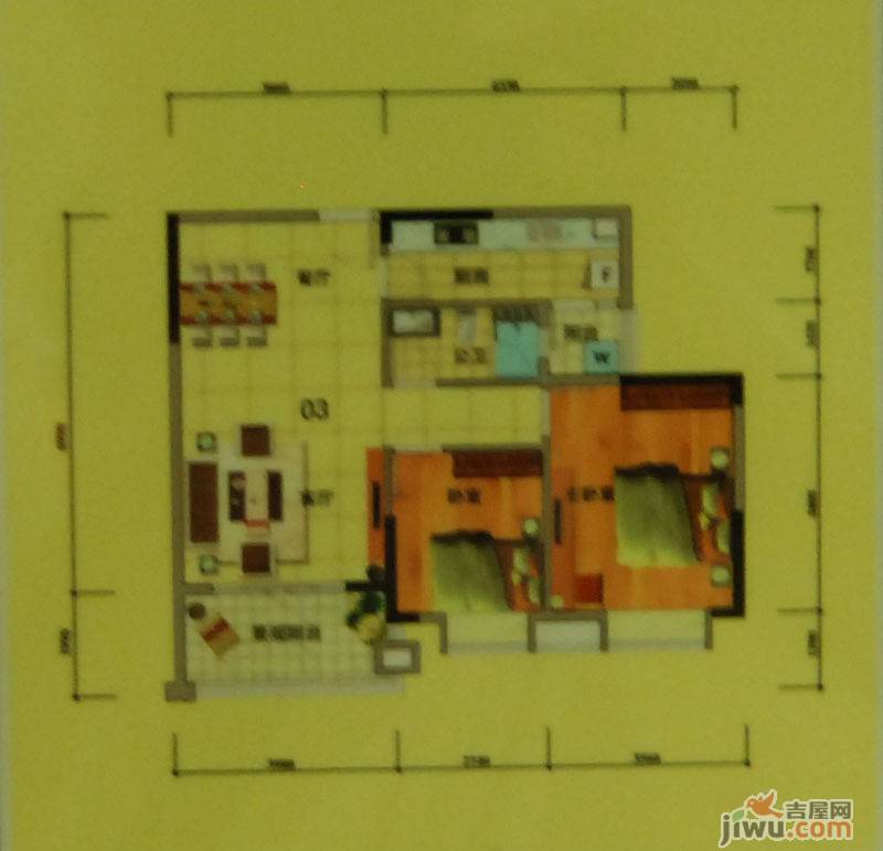 金威郦都2室2厅1卫85.6㎡户型图