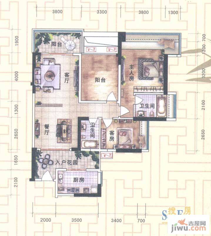 顺德雅居乐花园2室2厅1卫117㎡户型图