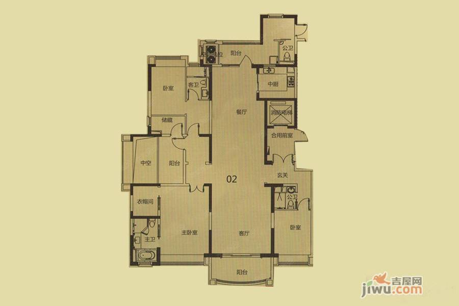 敏捷畔海御峰4室2厅4卫320㎡户型图