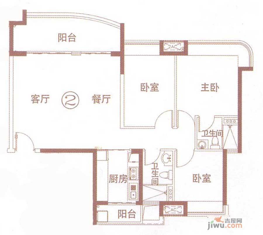 宏宇海山壹号3室2厅2卫108㎡户型图