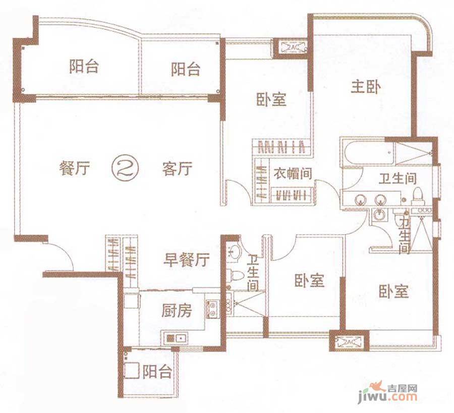 宏宇海山壹号4室3厅3卫182㎡户型图