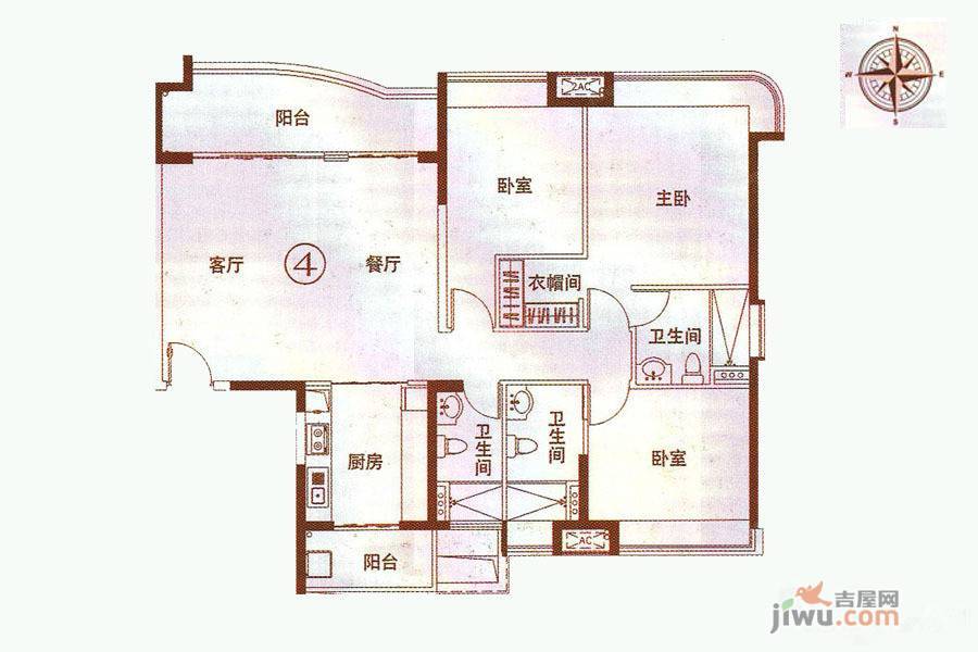 宏宇海山壹号3室2厅3卫145㎡户型图