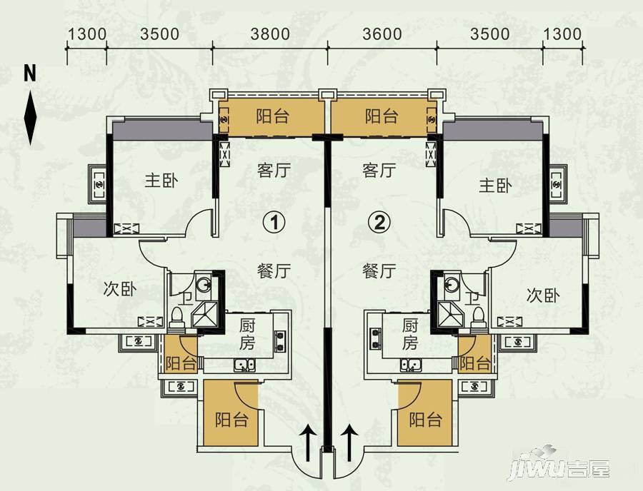 龙光·君悦龙庭3室2厅1卫83㎡户型图