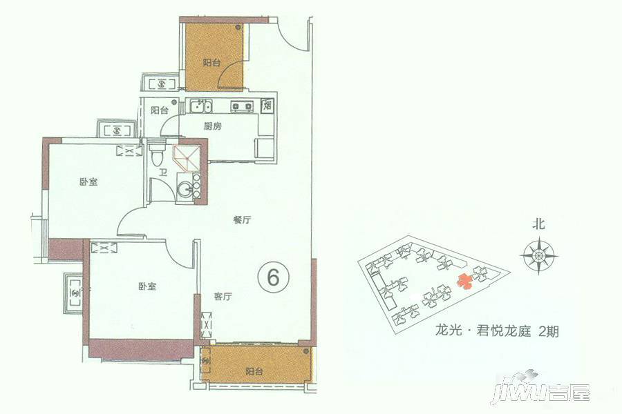 龙光·君悦龙庭3室2厅1卫83㎡户型图