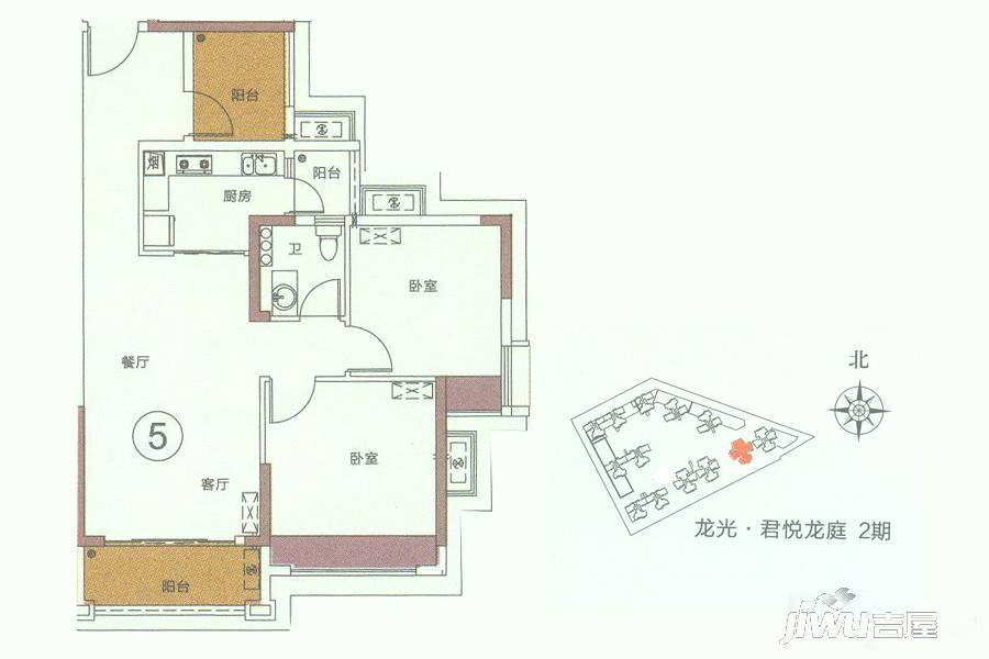 龙光·君悦龙庭3室2厅1卫83㎡户型图