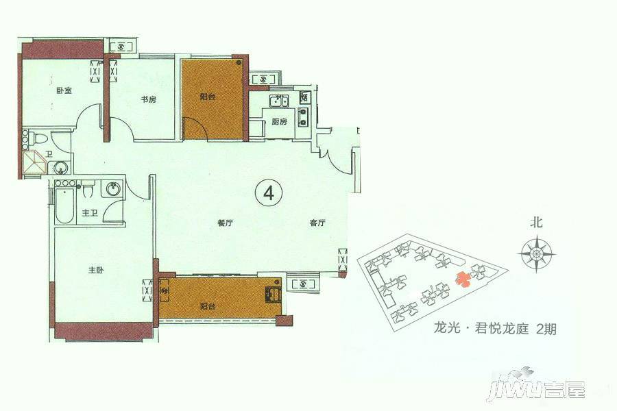 龙光·君悦龙庭4室2厅2卫115㎡户型图